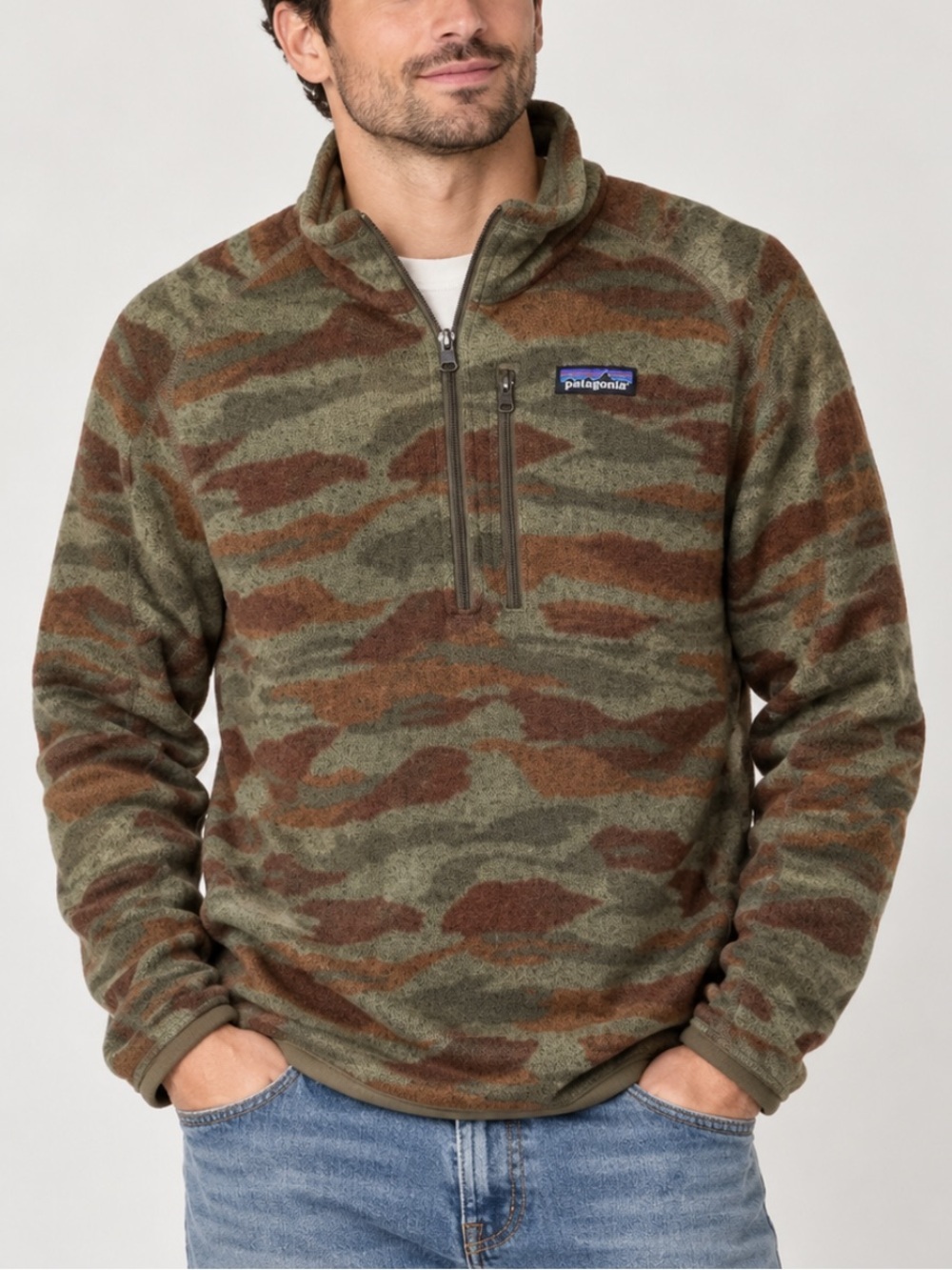 Patagonia Better Sweater 1/4- Zip Fleece in camo size small